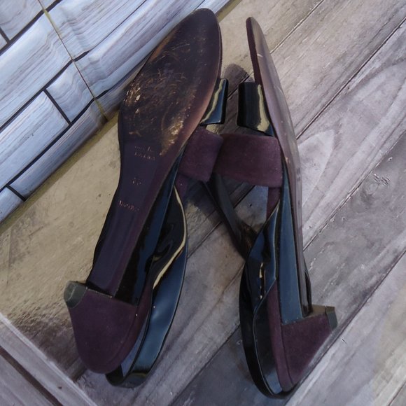 SIZE EU 6. Miu Miu suede and patent leather slingback sandals shoes. - Picture 11 of 16